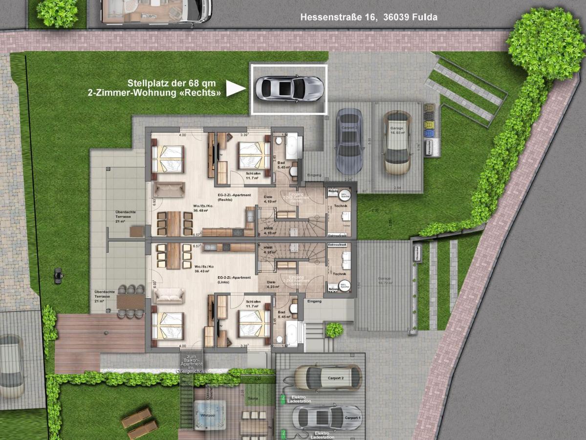 -Neubau- 68 Qm 2-Zimmer-Wohnung Fulda Eksteriør bilde